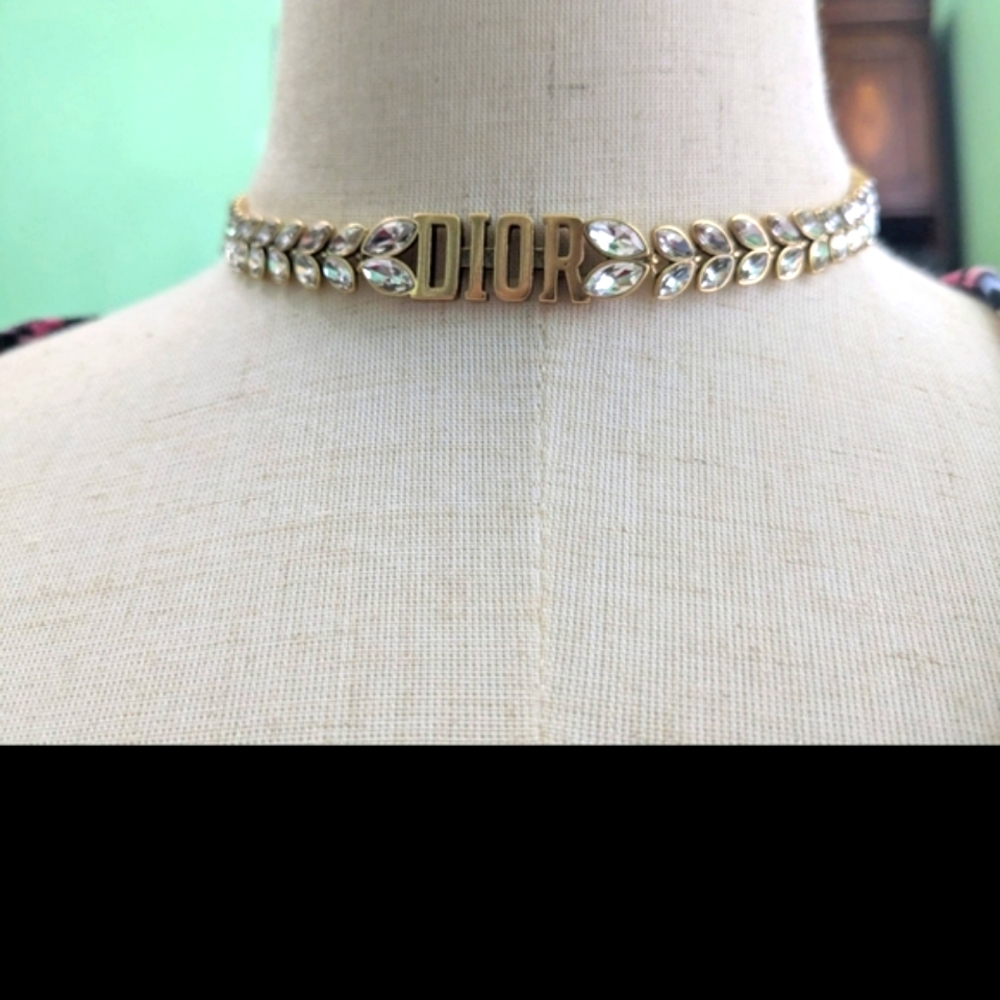 Dior Gold and Silver Coker Necklace with Crystal Accents With Box - Picture 6 of 16